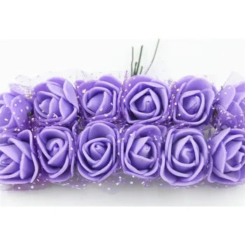 Pěnové růže – (fialové) svazek 12 ks