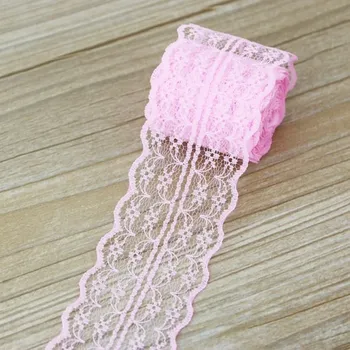 Svatební dekorace Krajková stuha (světle růžová) 10m