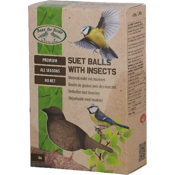 Krmítko pro ptáka Krmení pro ptáčky, koule lojová se sušeným hmyzem , balení 6ks (DOPRODEJ)|Esschert Design