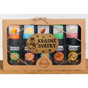 Dárková krabička Křupavý sýr a Španělské mandle Dárková sada 10 druhů krásné svátky mikuláš (Křupavý sýr a Španělské mandle Dárková sada 10 druhů krásné svátky mikuláš)