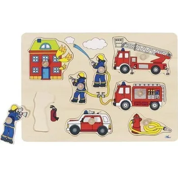 Hračka GOKI Puzzle s dřevěnými úchytkami hasiči