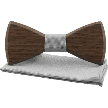 Motýlek Dřevěný pánský motýlek se světle šedým středem