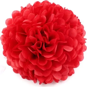 Svatební dekorace Dekorační závěsný pom pom (červený) 10cm