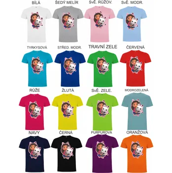 Bavlněné tričko Gabinin kouzelný domek Barva: Šedá melírová, Velikost: 110/116 - 5/6let