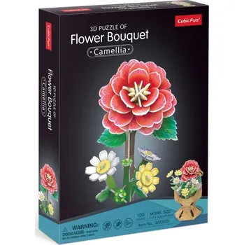 3D puzzle CUBICFUN 3D puzzle Kytice kamélie 109 dílků