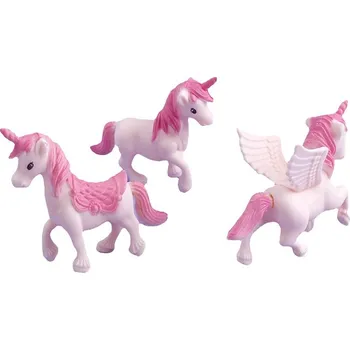Svatební dekorace Figurky na dort růžový jednorožec (3ks)