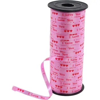 Svatební dekorace Vázací stuha na dárky (I Love You - růžová) 90m