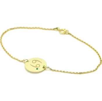 Náramek Zlatý náramek se znamením a smaragdem Rak