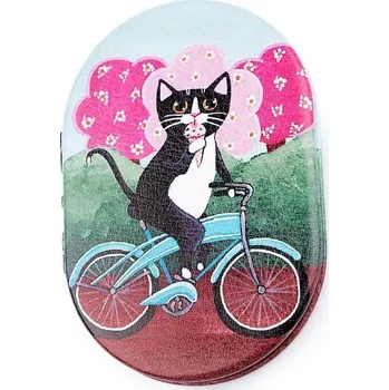 Zrcadlo Kapesní zrcátko s kočkou na kole - 4 varianty Barva: černo-bílá kočka