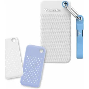 Ukládání dat Verbatim Pocket SSD USB 3.2 Gen 2, 1TB, 2 ochranná pouzdra, bílá/světle modrá