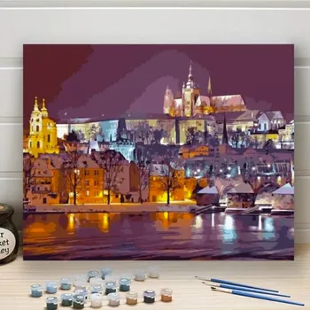 Malování podle čísel, vypnuté plátno na rám - Pražský hrad