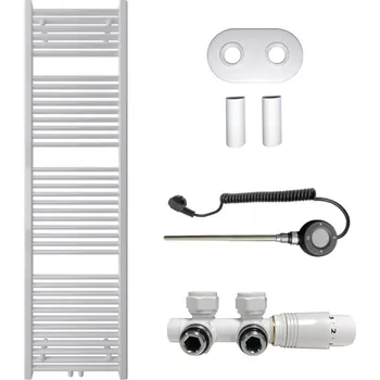 Radiátor CERANO - Koupelnový radiátorový set Lincoln - kombinované výtápění, wifi tyč - středové připojení 50 mm - 559W - bílá matná - 1800x500 mm