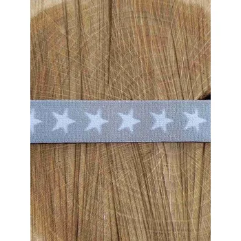 Textilie Pruženka šíře 20 mm hvězdy barva šedá