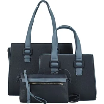 Módní dámský koženkový set kabelek Shanya, tmavě modrý