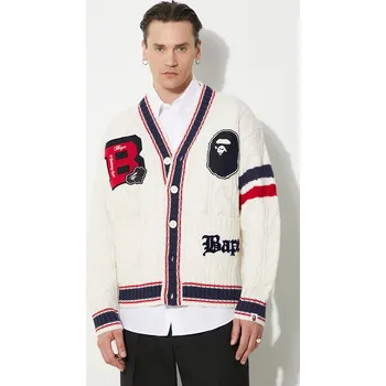 Dámský svetr Vlněný svetr A Bathing Ape College Badges Knit Cardigan bílá barva, 1J80120051, M, 00X