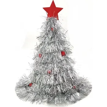 Svatební dekorace Vánoční klobouk - stříbrný stromeček s červenou hvězdou