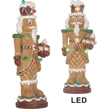 Vánoční dekorace Perníkový LED Louskáček Gingerbread Nutcracker - 13*10*31 cm / 3*AAA