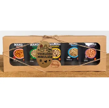 Dárková krabička Dárková sada Španělských mandlí mix 5ks veselého mikuláše (Dárková sada Španělských mandlí mix 5ks veselého mikuláše)