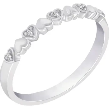 Prsten Zlatý srdíčkový eternity prsten s diamanty Fople