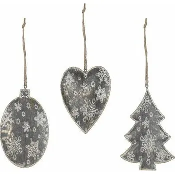 Vánoce Závěs koule/stromek/srdce, zlatá patina, 10cm|Ego Dekor