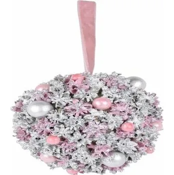 Vánoční dekorace Koule s glitry Divoké bobule, růžová, 12x12x12cm, ks|Ego Dekor