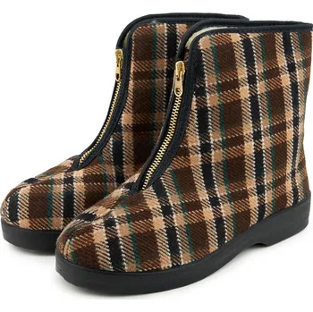 Pánská zimní obuv Vlnka Pánské důchodky z ovčí vlny káro hnědá velikost obuv dospělí 46