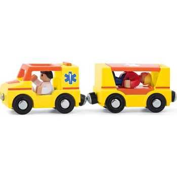 autíčko Woody Autíčka k vláčkodráze - Ambulance, 4ks