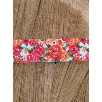 Textilní guma Šlová pruženka s potiskem šíře 25 mm barva oranžová kytička