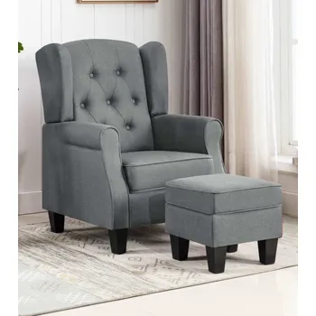 Obývací pokoj Textilní křeslo 68 x 78 x 94 cm + podnožka/taburet 42,5 x 42,5 x 39 cm