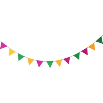 Svatební dekorace Girlanda s praporky (zelená, růžová, oranžová) 2,5m