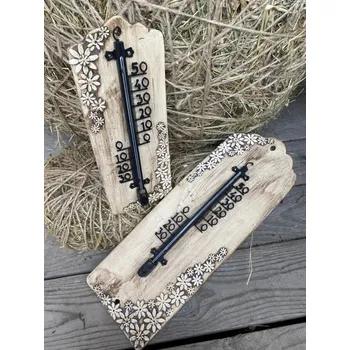 Hodiny Teploměr malý rozkvetlá dekorace (28 cm)