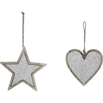 Bytová dekorace Závěs dřevěný, stříbrná, V, balení obsahuje 2 kusy!|Ego Dekor