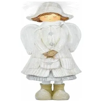 Bytová dekorace Anděl s kabátkem, s kabelkou, 23cm, bílá|Ego Dekor