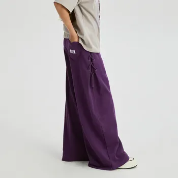 Dívčí kalhoty Reserved - Volné kalhoty s vázáním - tmavě fialová - 069FG-49X - 069FG-49X-158