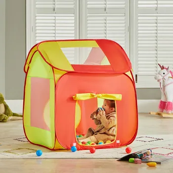 Dětský domeček Dětský stan s míčky 107533 zelený/žlutý/červený