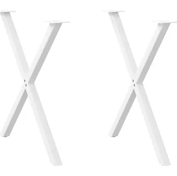 Stolová podnož OMAXI Nohy k jídelnímu stolu ve tvaru X, 2 ks, bílé, 70 x (72-73) cm, ocel 315779