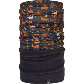 Nákrčník Dráče Nákrčník multi fleece - vzor 61, tmavě šedá / lesní zvířátka Barva: Tmavě šedá, Velikost: L