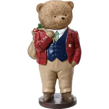 Vánoce Vánoční dekorace figura medvídek 1ks, 7x6,5x14,5 cm - Medvídek s pytlem dárků