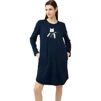 Dámská noční košile Dámská elegantní bavlněná noční košile s kapsami Vamp 23686 blue velikost M