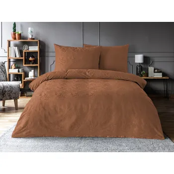 Povlak na polštářek Brotex Saténový povlak na polštář se žakárovým vzorem listy hnědé Rozměr: 45x60