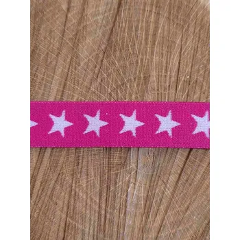Textilní guma Pruženka šíře 20 mm hvězdy barva růžová