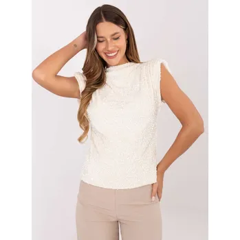 Dámská tunika Elegantní halenka s aplikací a flitry, ecru IT-