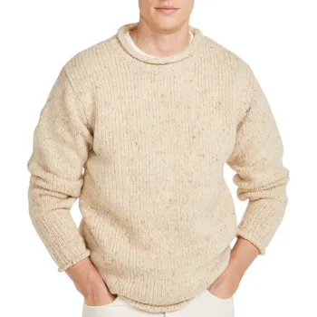 Dívčí mikina Vlnka Pánský vlněný svetr s ohrnutými lemy přírodní velikost oblečení L