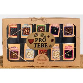 Dárková krabička Dárková sada křupavých preclíků a sladkých mandlí mix 10ks pro Tebe (Dárková sada křupavých preclíků a sladkých mandlí mix 10ks pro Tebe)