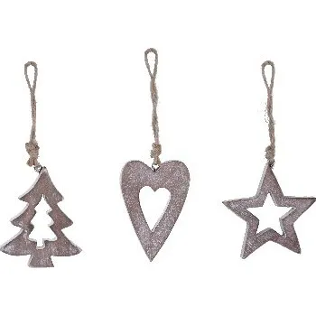 Vánoční ozdoba Ozdoba dřevěná, hnědá, balení obsahuje 3 kusy!, M|Ego Dekor