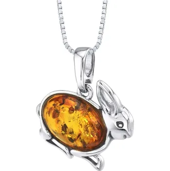 Přívěsek Stříbrný jantarový králíček v přívěsku Rabbit