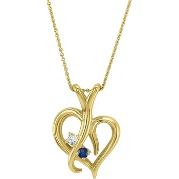 Přívěsek Zlaté srdce se safírem a diamantem v přívěsku Lynelle
