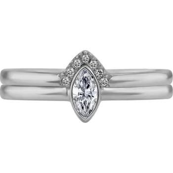 Prsten Zlatý zásnubní set prstenů s marquise certifikovaným diamantem Eliwa