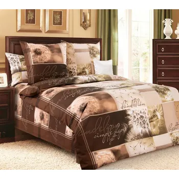 Povlečení Smolka bavlna povlečení Pampelišky hnědé 140x200 70x90