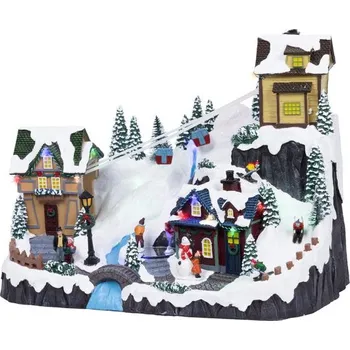 Vánoční dekorace Vánoční dekorace hrací sjezdovka s LED osvětlením, 25x42x31,5 cm